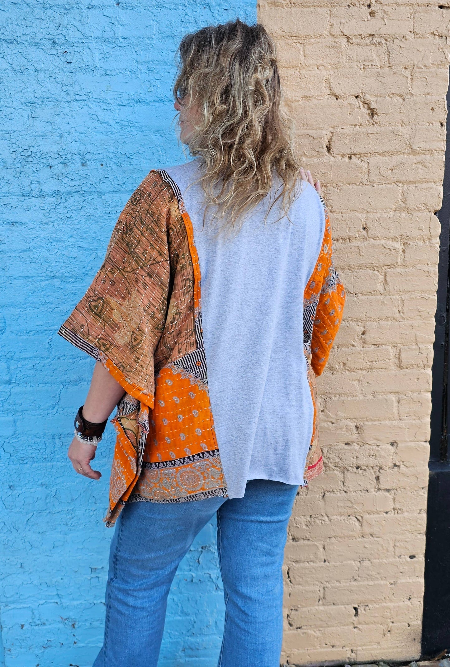 Little Hippie Chick - Kantha Patchwork Poncho Top