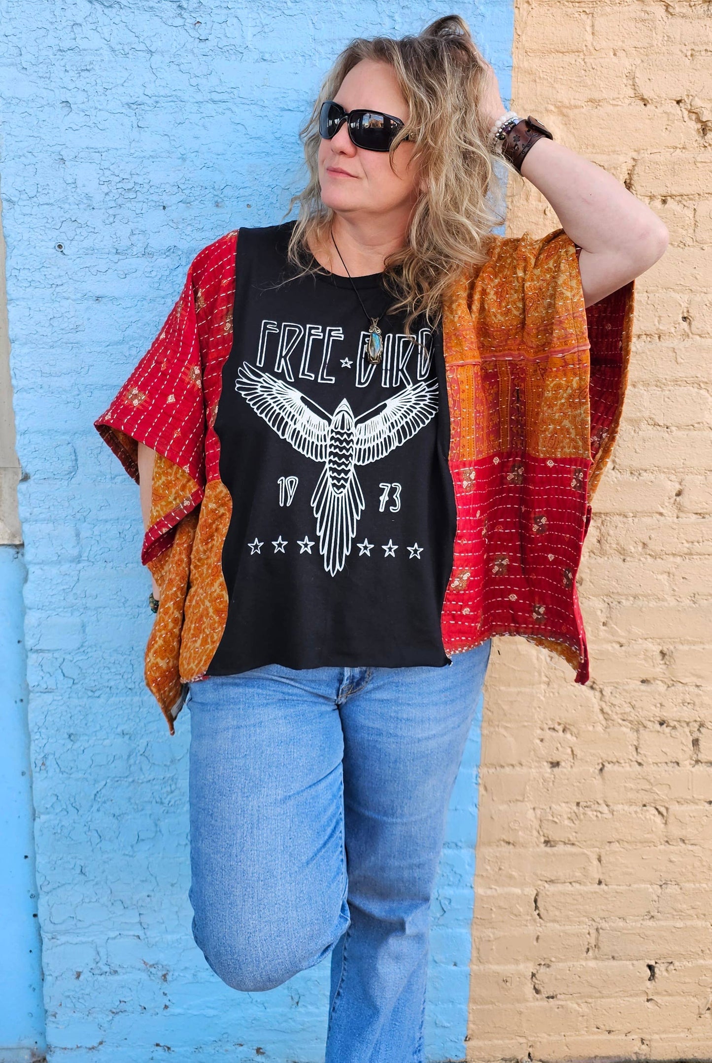 Little Hippie Chick - Kantha Patchwork Poncho Top