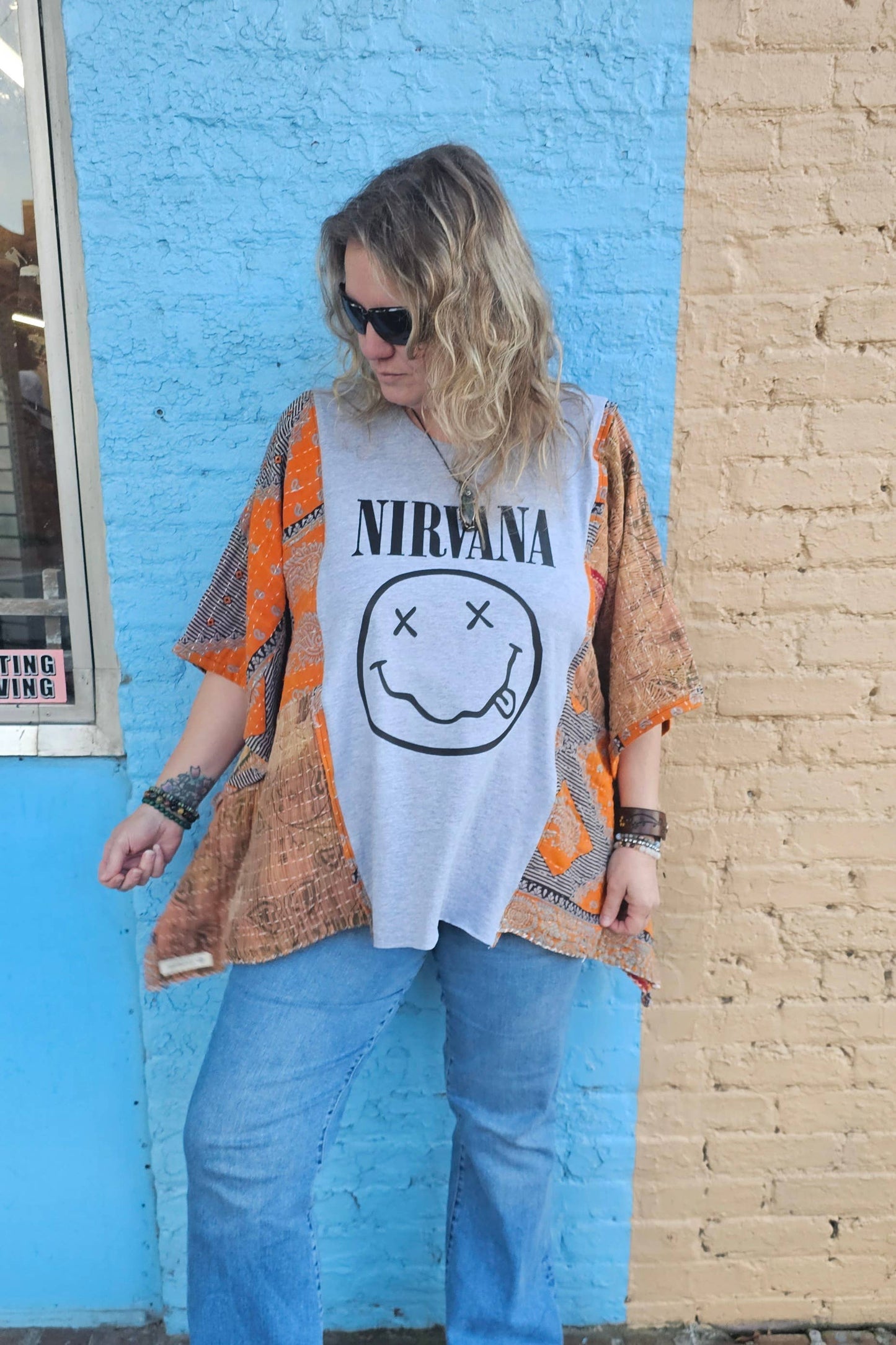 Little Hippie Chick - Kantha Patchwork Poncho Top