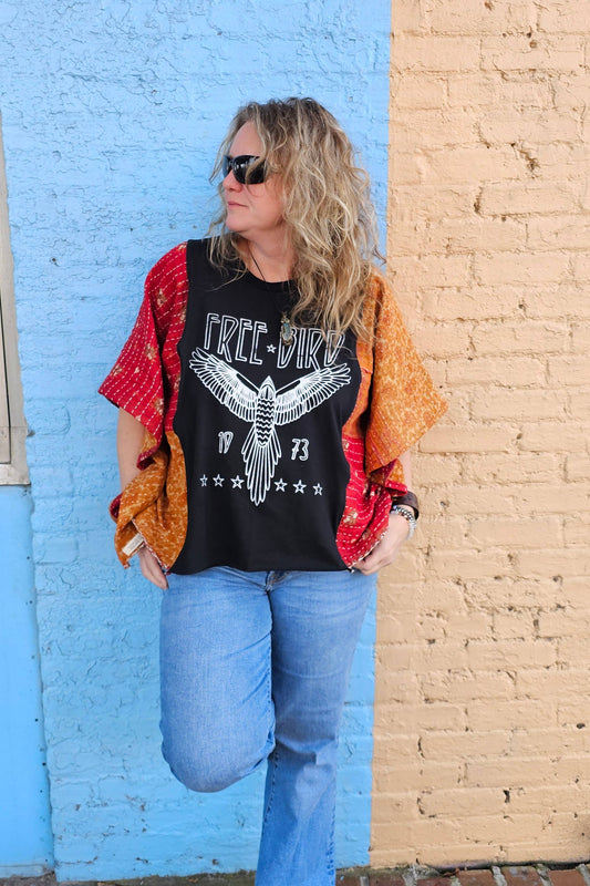Little Hippie Chick - Kantha Patchwork Poncho Top